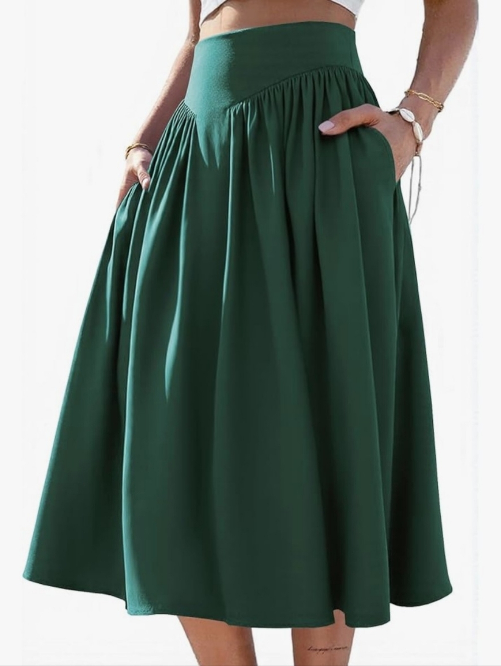 🌿🍒NWT Women’s Emerald Green Full Midi Skirt Size XL🍒🌿